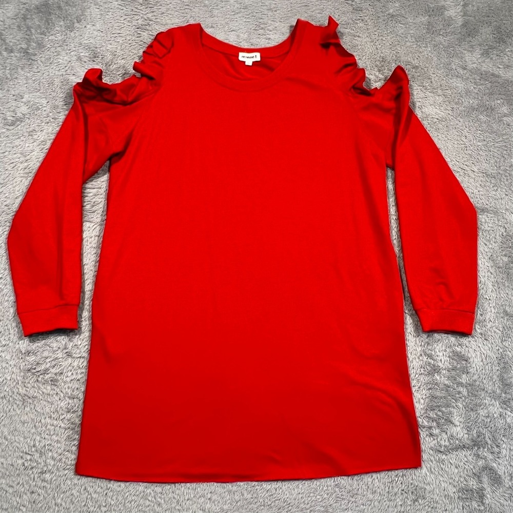 Eesome Dress L Burnt Orange Red Cold Shoulder Ruffle Whimsigoth‎ Goth